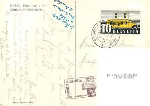 AK / Ansichtskarte Basel_BS Rheinpartie mit Mittlerer Rheinbruecke Basel_BS