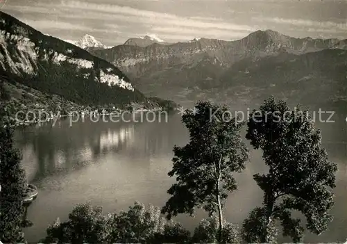 AK / Ansichtskarte Gunten Hotel Bellevue Thunersee mit Moench Jungfrau Gunten