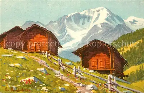 AK / Ansichtskarte Praz Gras et le Pigne d Arolla Kuenstlerkarte Praz