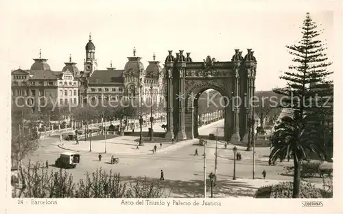 AK / Ansichtskarte Barcelona_Cataluna Arco del Triunfo y Palacio de Justicia Barcelona Cataluna