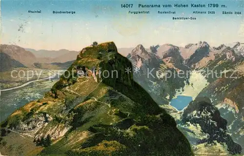 AK / Ansichtskarte Hoher_Kasten Gebirgspanorama mit Blick ins Rheintal Buendnerberge Hoher_Kasten
