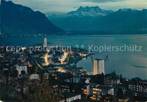 AK / Ansichtskarte Montreux_VD La Ville et les Dents du Midi a la tombee du jour Montreux VD