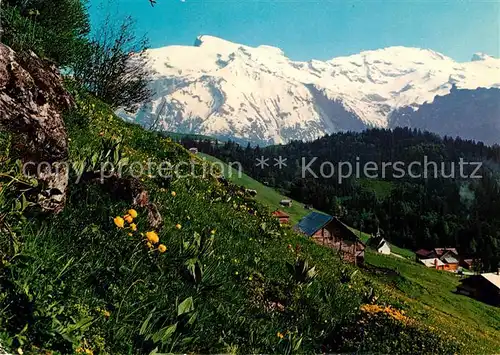 AK / Ansichtskarte Schwand_Engelberg Bergwiesen Bergdorf mit Titlis Urner Alpen Alpenpanorama 