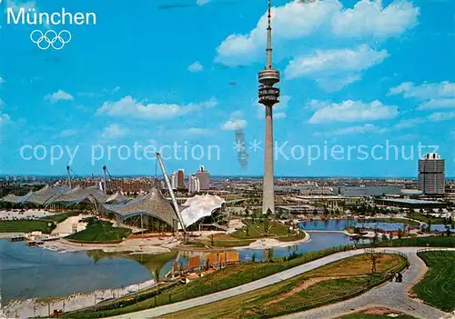AK / Ansichtskarte Muenchen Olympiapark mit Olympiaturm Muenchen