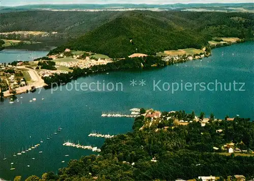 AK / Ansichtskarte Rehbach_Edertal Halbinsel Scheid Campingplatz Talsperre Stausee Fliegeraufnahme Rehbach Edertal