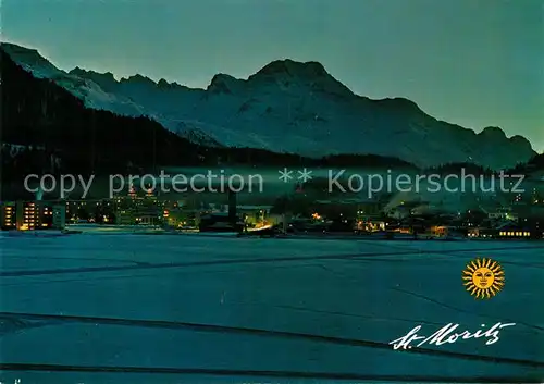 AK / Ansichtskarte St_Moritz_GR Wintersportplatz Oberengadin Alpen Nachtaufnahme St_Moritz_GR