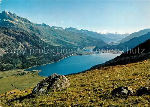 AK / Ansichtskarte Sils_Maria_Graubuenden Panorama Blick gegen Silvaplanersee Alpen Sils_Maria_Graubuenden