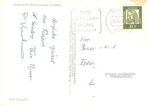 AK / Ansichtskarte Hohenschwangau Koenigsschloss Fliegeraufnahme Hohenschwangau