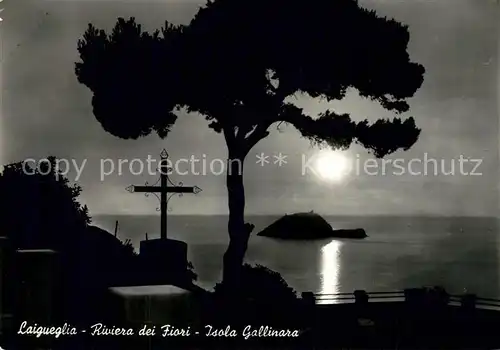 AK / Ansichtskarte Laigueglia  Isola Gallinara Riviera dei Fiori Kreuz Sonnenuntergang am Meer Laigueglia 