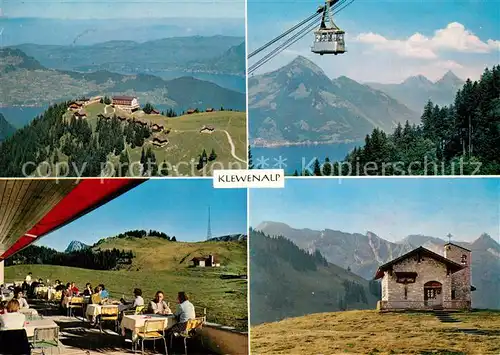 AK / Ansichtskarte Klewenalp Berghotels Sonnenterrasse Bergbahn Kapelle Alpenpanorama Klewenalp