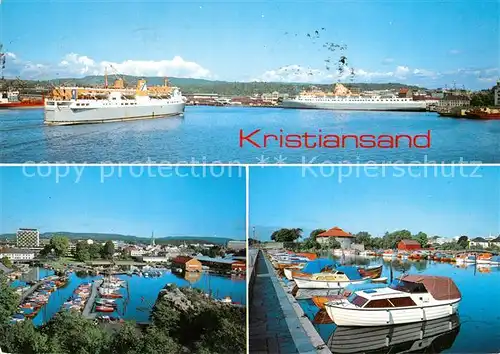 AK / Ansichtskarte Kristiansand Hafen Faehren Yachthafen Kristiansand
