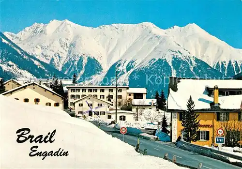AK / Ansichtskarte Brail Ortsmotiv mit Blick gegen Piz Surassa und Macun Brail