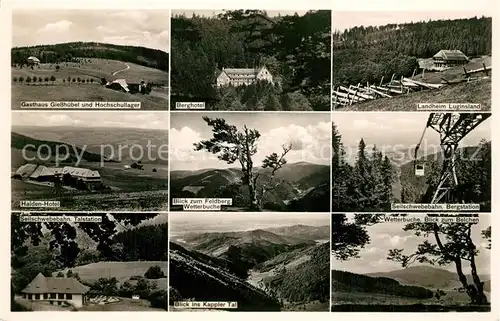 AK / Ansichtskarte Schauinsland Gasthaus Giesshuebel und Hochschullager Berghotel Landheim Luginsland Halden Hotel Feldberg Seilschwebebahn Bergstation Kappeler Tal Schauinsland