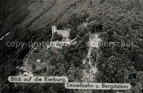 AK / Ansichtskarte Edenkoben Fliegeraufnahme mit Rietburg Sesselbahn und Bergstation Edenkoben