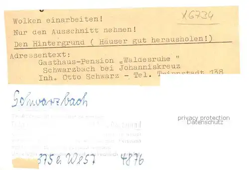 AK / Ansichtskarte Schwarzbach_Johanniskreuz Gasthaus Waldesruhe Schwarzbach Johanniskreuz