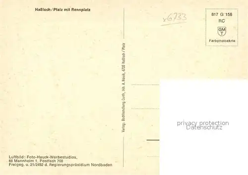 AK / Ansichtskarte Hassloch_Pfalz Fliegeraufnahme mit Rennplatz Hassloch Pfalz