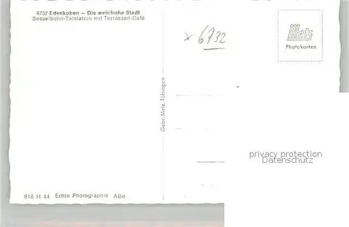 AK / Ansichtskarte Edenkoben Sesselbahn Talstation mit Terrassen Cafe Edenkoben