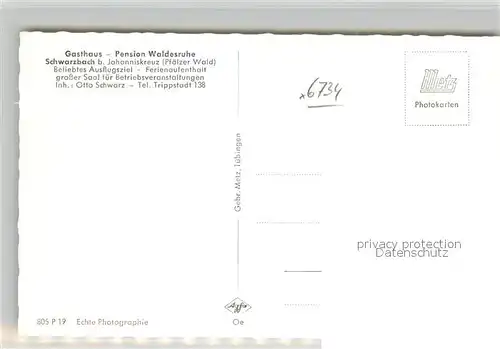 AK / Ansichtskarte Schwarzbach_Johanniskreuz Gasthaus Pension Waldesruhe Schwarzbach Johanniskreuz