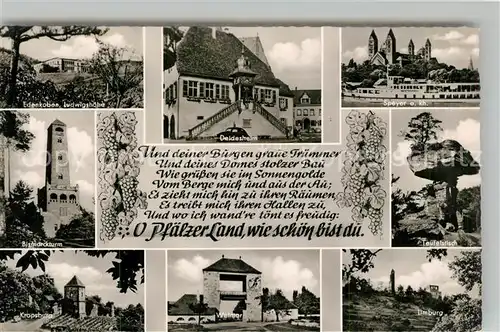 AK / Ansichtskarte Rheinland_Pfalz Ludwigshoehe Deidesheim Speyer Bismarckturm Teufelstisch Kropsburg Weintor Limburg Rheinland_Pfalz 