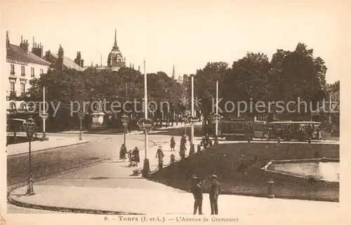 AK / Ansichtskarte Tours_Indre et Loire Avenue de Grammont Strassenbahn Tours Indre et Loire