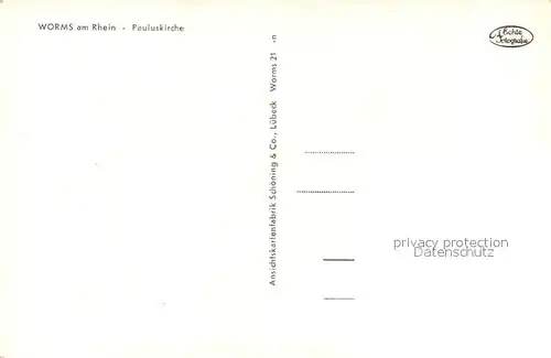 AK / Ansichtskarte Worms_Rhein Pauluskirche  Worms Rhein