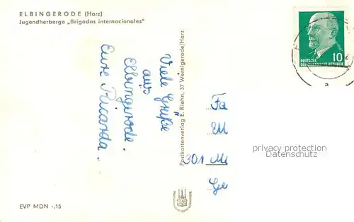 AK / Ansichtskarte Elbingerode_Harz Jugendherberge Brigadas Internacionales  Elbingerode Harz