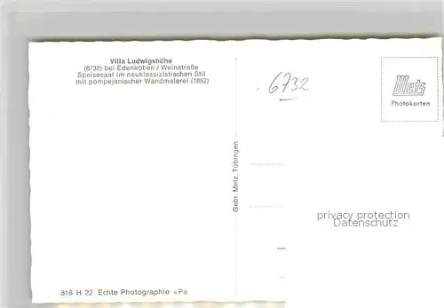 AK / Ansichtskarte Edenkoben Villa Ludwigshoehe Speisesaal Edenkoben