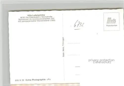 AK / Ansichtskarte Edenkoben Villa Ludwigshoehe Speisesaal Edenkoben