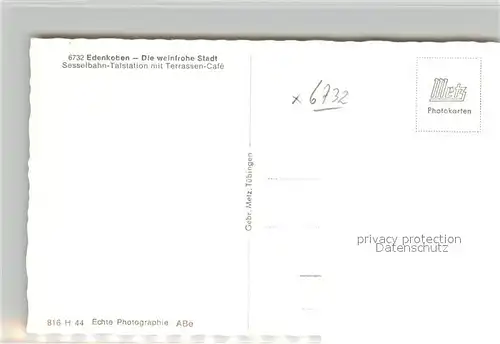 AK / Ansichtskarte Edenkoben Sesselbahn Talstation mit Terrassen Cafe Edenkoben