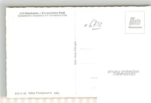AK / Ansichtskarte Edenkoben Sesselbahn Talstation mit Terrassen Cafe Edenkoben