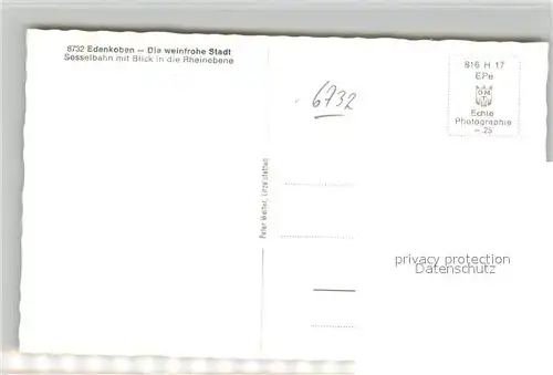 AK / Ansichtskarte Edenkoben Sesselbahn mit Rheinebene Edenkoben