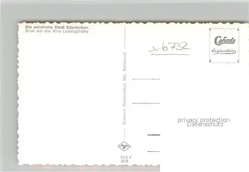 AK / Ansichtskarte Edenkoben Waldweg mit Villa Ludwigshoehe Edenkoben