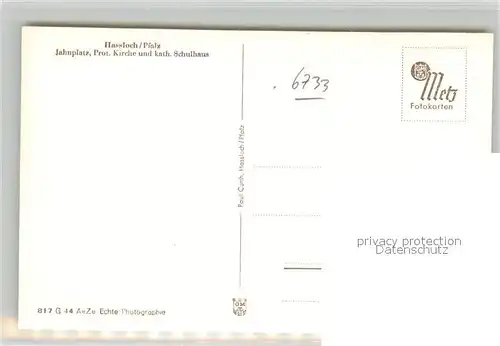 AK / Ansichtskarte Hassloch_Pfalz Jahnplatz Prot Kirche und kath Schulhaus Hassloch Pfalz