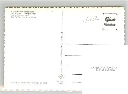 AK / Ansichtskarte Edenkoben Pfaelz Sesselbahn Schloss Ludwigshoehe mit Suedwesthalle und Sportschule Fliegeraufnahme  Edenkoben