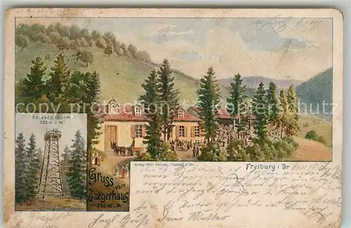 AK / Ansichtskarte Freiburg_Breisgau Jaegerhaus mit Rosskopfthurm Freiburg Breisgau