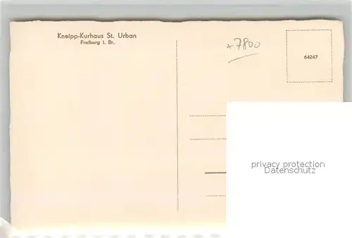 AK / Ansichtskarte Freiburg_Breisgau Kneipp Kurhaus St Urban Freiburg Breisgau