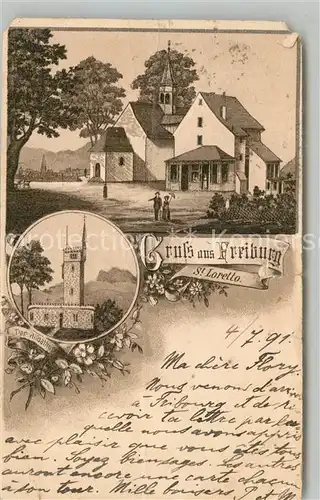 AK / Ansichtskarte Freiburg_Breisgau St Loretto mit Hildathurm Freiburg Breisgau