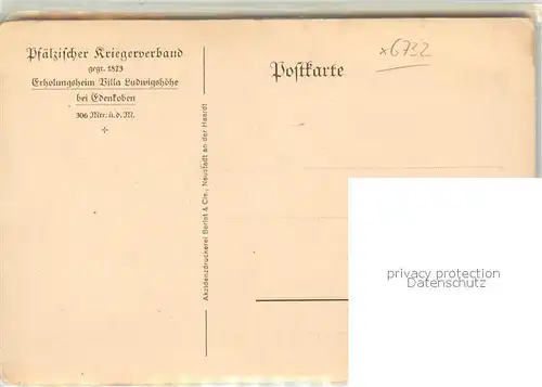 AK / Ansichtskarte Edenkoben Villa Ludwigshoehe Kavalierbau Kriegererholungsheim Edenkoben