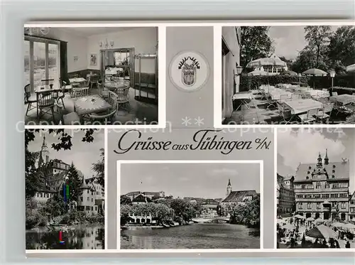 AK / Ansichtskarte Tuebingen Cafe Weinstube Schwend Gaststube Terrasse Teilansicht Tuebingen
