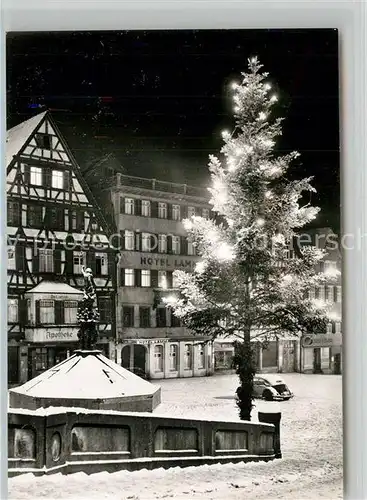 AK / Ansichtskarte Tuebingen Hotel Lamm mit Moerikestube Marktplatz Weihnachtsbaum Tuebingen