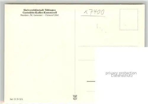 AK / Ansichtskarte Tuebingen Gaststaette Kaffee Kommerell Tuebingen