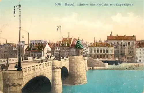 AK / Ansichtskarte Basel_BS Mittlere Rheinbruecke mit Kaellelijoch Basel_BS