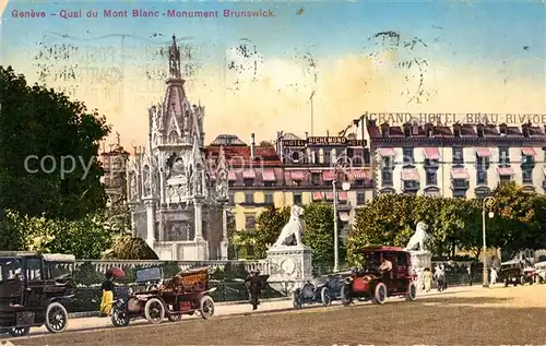 AK / Ansichtskarte Geneve_GE Quai du Mont Blanc Monument Brunswick Geneve_GE