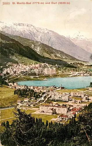 AK / Ansichtskarte St_Moritz_GR Bad und Dorf St_Moritz_GR