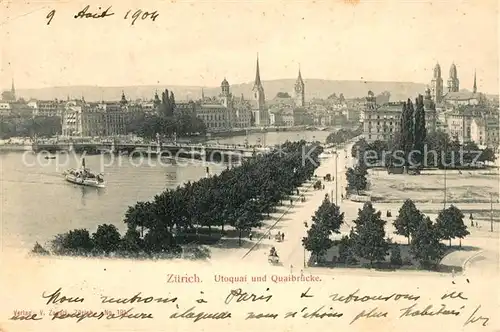 AK / Ansichtskarte Zuerich_ZH Utoquai und Quaibruecke Zuerich_ZH