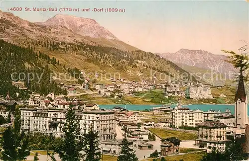 AK / Ansichtskarte St_Moritz_GR Bad und Dorf St_Moritz_GR