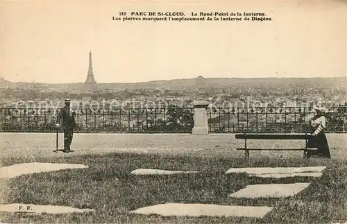 AK / Ansichtskarte Saint_Cloud Rond Point de la lanterne du parc vue sur Paris avec la Tour Eiffel Saint Cloud