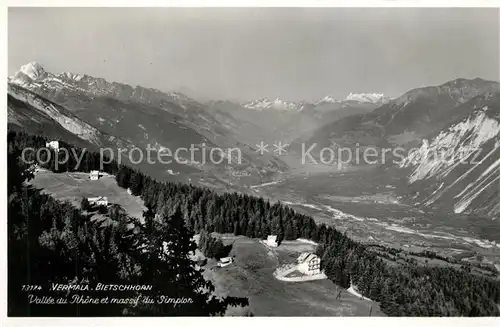 AK / Ansichtskarte Vermala_Montana Panorama Vallee du Rhone et Massif du Simplon Bietschhorn Alpenpanorama Vermala_Montana