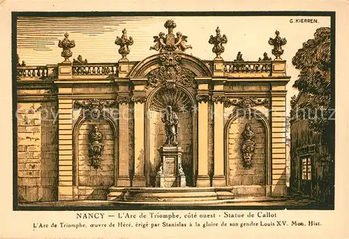 AK / Ansichtskarte Nancy_Lothringen Arc de Triomph Statu de Collet Nancy Lothringen