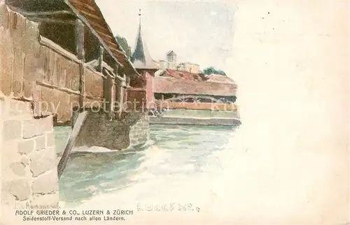 AK / Ansichtskarte Luzern_LU Holzbruecke Kuenstlerkarte Luzern_LU